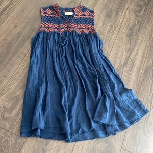 Altar’d State Navy Blue Dress w/ Coral Embroidery